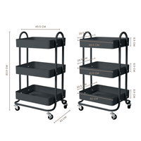 EKKIO Kitchen Trolley Cart 3 Tier (Black) EK-KTC-100-DSH Kings Warehouse 