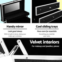 Embellir Portable Cosmetic Beauty Makeup Carry Case with Mirror - Crocodile Black Kings Warehouse