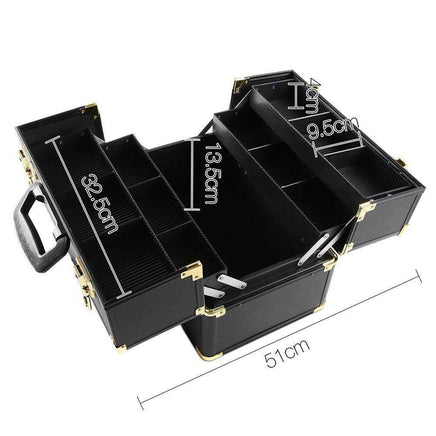 Embellir Portable Cosmetic Beauty Makeup Case - Black & Gold Kings Warehouse