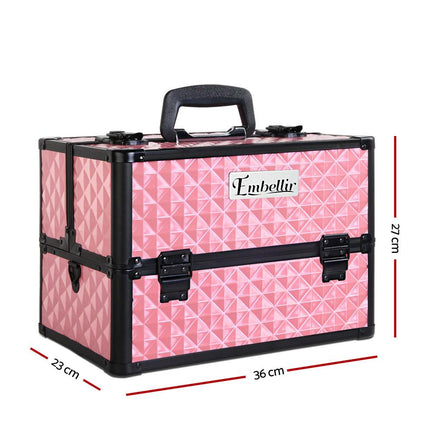 Embellir Portable Cosmetic Beauty Makeup Case - Diamond Pink Cosmetic Storage Kings Warehouse