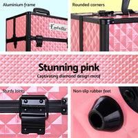 Embellir Portable Cosmetic Beauty Makeup Case - Diamond Pink Cosmetic Storage Kings Warehouse 