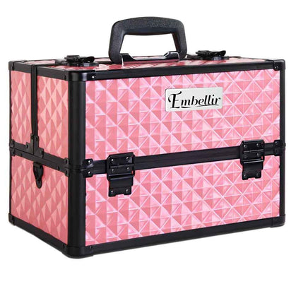 Embellir Portable Cosmetic Beauty Makeup Case - Diamond Pink Cosmetic Storage Kings Warehouse