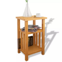 End Table with Magazine Shelf 27x35x55 cm Solid Oak Wood