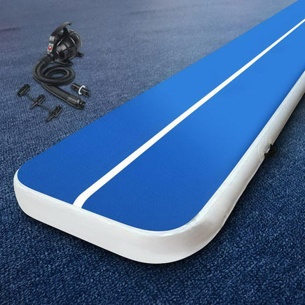 Everfit 5X1M Inflatable Air Track Mat 20CM Thick with Pump Tumbling Gymnastics Blue Fitness Accessories Kings Warehouse