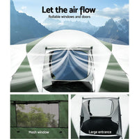 Family Camping Tent 12 Person Hiking Beach Tents (3 Rooms) Green Camping Supplies Kings Warehouse