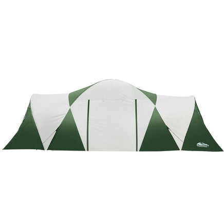 Family Camping Tent 12 Person Hiking Beach Tents (3 Rooms) Green Camping Supplies Kings Warehouse