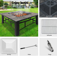 Fire Pit BBQ Grill Smoker Table Outdoor Garden Ice Pits Wood Firepit Garden Kings Warehouse 