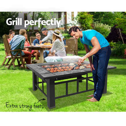 Fire Pit BBQ Grill Stove Table Ice Pits Patio Fireplace Heater 3 IN 1 Garden Kings Warehouse
