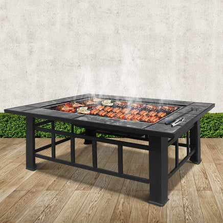 Fire Pit BBQ Grill Stove Table Ice Pits Patio Fireplace Heater 3 IN 1 Garden Kings Warehouse