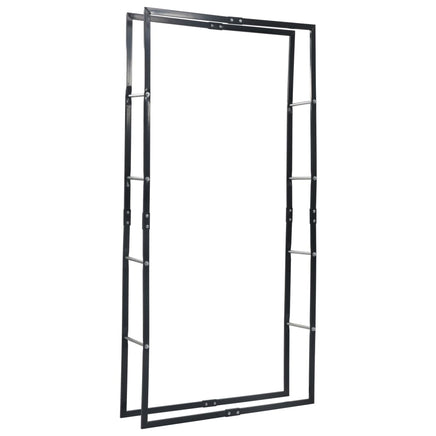 Firewood Rack Black 100x25x200 cm Steel Kings Warehouse