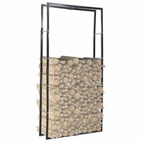Firewood Rack Black 100x25x200 cm Steel Kings Warehouse