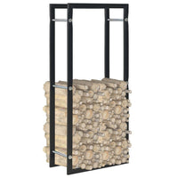 Firewood Rack Black 44x20x100 cm Steel Kings Warehouse