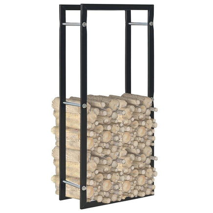 Firewood Rack Black 44x20x100 cm Steel Kings Warehouse