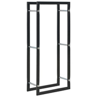 Firewood Rack Black 44x20x100 cm Steel Kings Warehouse