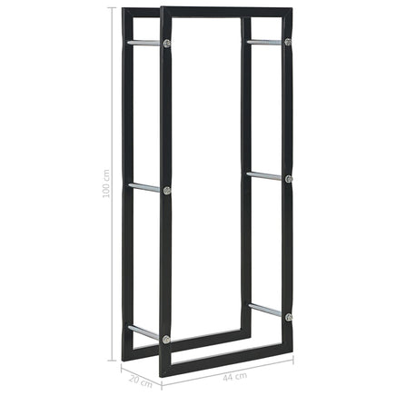 Firewood Rack Black 44x20x100 cm Steel Kings Warehouse