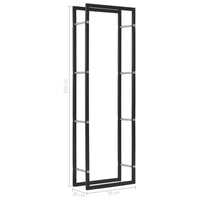 Firewood Rack Black 50x20x150 cm Steel Kings Warehouse