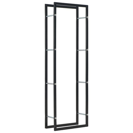 Firewood Rack Black 50x20x150 cm Steel Kings Warehouse