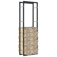 Firewood Rack Black 50x20x150 cm Steel Kings Warehouse
