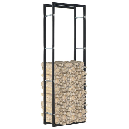 Firewood Rack Black 50x20x150 cm Steel Kings Warehouse