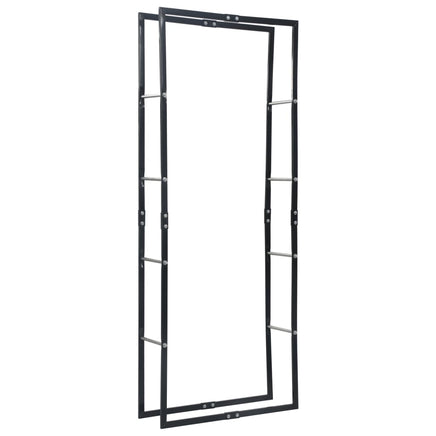 Firewood Rack Black 80x25x200 cm Steel Kings Warehouse