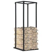 Firewood Rack with Base Black 37x37x113 cm Steel Kings Warehouse