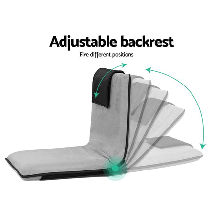 Floor Lounge Sofa Bed Couch Recliner Chair Folding Chair Cushion Grey Kings Warehouse