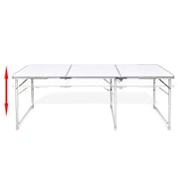 Foldable Camping Table Set with 6 Stools Height Adjustable 180x60cm Kings Warehouse 