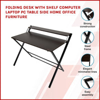 Folding Desk with Shelf Computer Laptop PC Table Side Home Office Furniture Kings Warehouse 