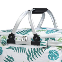 Folding Picnic Bag Basket Hamper Camping Hiking Insulated Lunch Cooler Kings Warehouse