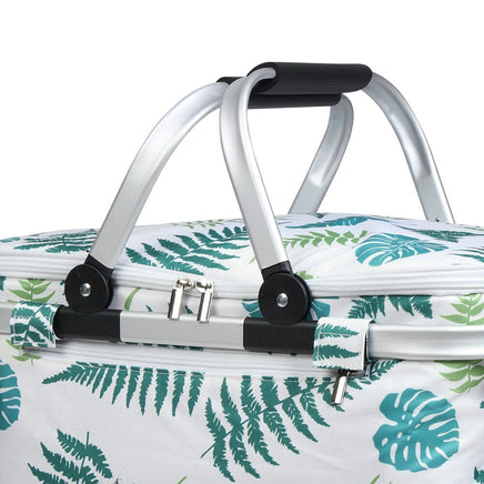 Folding Picnic Bag Basket Hamper Camping Hiking Insulated Lunch Cooler Kings Warehouse