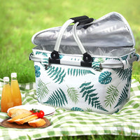 Folding Picnic Bag Basket Hamper Camping Hiking Insulated Lunch Cooler Kings Warehouse