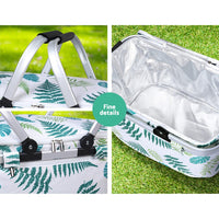 Folding Picnic Bag Basket Hamper Camping Hiking Insulated Lunch Cooler Kings Warehouse