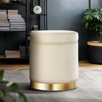 Foot Stool Storage Ottoman Round Velvet Foot Rest Pouffe Seat Footstool Furniture > Living Room Kings Warehouse 