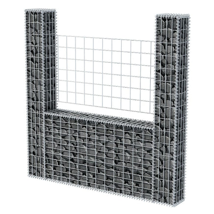 Gabion Basket U-Shape Galvanised Steel 160x20x150 cm Garden Supplies Kings Warehouse