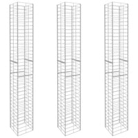 Gabion Baskets 3 pcs Galvanised Steel 25x25x197 cm Garden Supplies Kings Warehouse