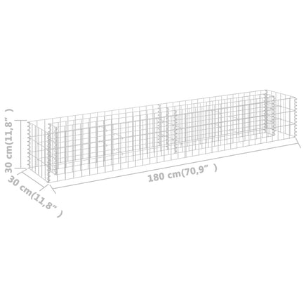 Gabion Raised Bed Galvanised Steel 180x30x30 cm Garden Supplies Kings Warehouse