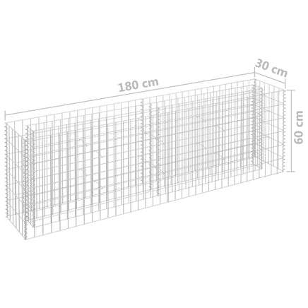 Gabion Raised Bed Galvanised Steel 180x30x60 cm Garden Supplies Kings Warehouse