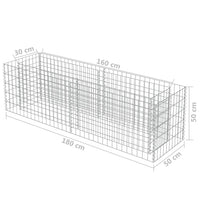 Gabion Raised Bed Galvanised Steel 180x50x50 cm Kings Warehouse