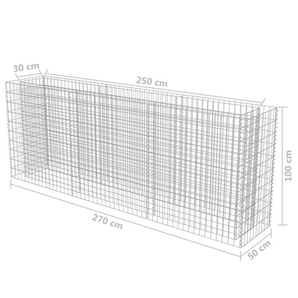 Gabion Raised Bed Galvanised Steel 270x50x100 cm Kings Warehouse
