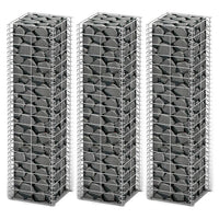 Gabion Set 3 pcs Galvanised Wire 25x25x100 cm Kings Warehouse