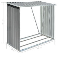 Garden Log Storage Shed Galvanised Steel 163x83x154 cm Grey Garden Supplies Kings Warehouse
