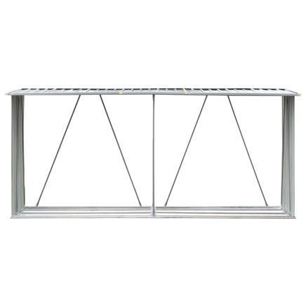 Garden Log Storage Shed Galvanised Steel 330x84x152 cm Green Kings Warehouse