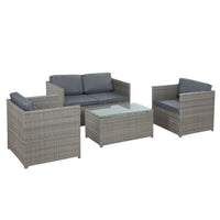 Garden Outdoor Furniture Sofa Set 4-Seater Wicker Lounge Setting Table Chairs garden supplies Kings Warehouse