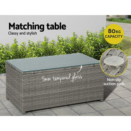 Garden Outdoor Furniture Sofa Set 4-Seater Wicker Lounge Setting Table Chairs garden supplies Kings Warehouse