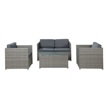Garden Outdoor Furniture Sofa Set 4-Seater Wicker Lounge Setting Table Chairs garden supplies Kings Warehouse