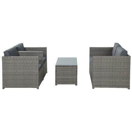 Garden Outdoor Furniture Sofa Set 4-Seater Wicker Lounge Setting Table Chairs garden supplies Kings Warehouse