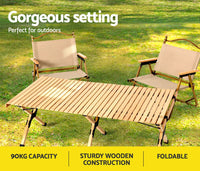 Garden Outdoor Furniture Wooden Egg Roll Picnic Table Camping Desk 120CM Kings Warehouse