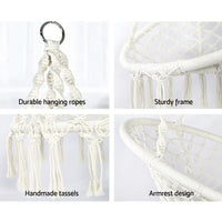 Garden Outdoor Hammock Chair with Stand Cotton Swing Relax Hanging 124CM Cream Kings Warehouse