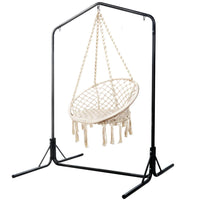 Garden Outdoor Hammock Chair with Stand Cotton Swing Relax Hanging 124CM Cream Kings Warehouse