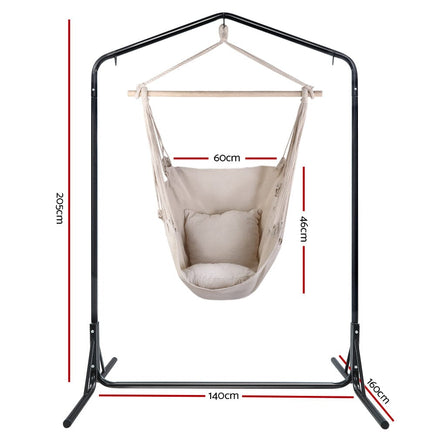 Garden Outdoor Hammock Chair with Stand Hanging Hammock with Pillow Cream Kings Warehouse